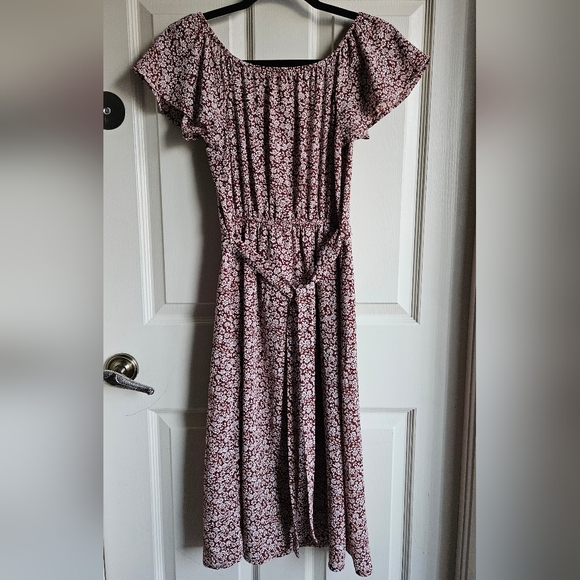 Monteau Floral Print Rust Dress, Size S - Picture 2 of 7